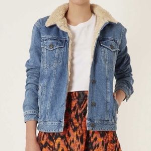 Topshop Moto Sherpa Lined Jean Jacket